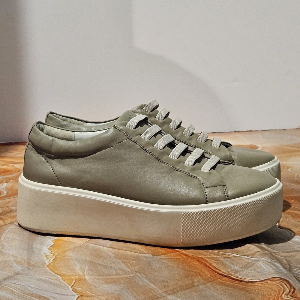 Johnston & Murphy TruFoam Womens 7 Leather Platform Sneakers Elastic Lace